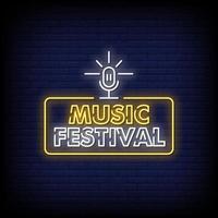 Music Festival Neon Signs Style Text Vector