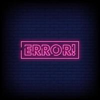 error Neon Signs Style Text Vector