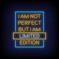 I am not perfect Neon Signs Style Text Vector