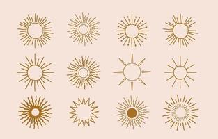 Collection of line design with sun vector