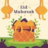 concepto de eid mubarak ketupat vector