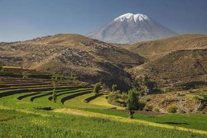 Incas garden and active volcano Misti Arequipa Peru photo