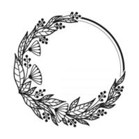 ROUND FRAME WITH FLORAL ELEMENTS IN VECTOR