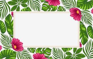 Tropical Leaves and Flowers Background Borders