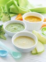 Assortment of fruit and vegetable puree photo