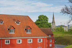 Red houses in the historical Fortress Kastellet in Copenhagen photo