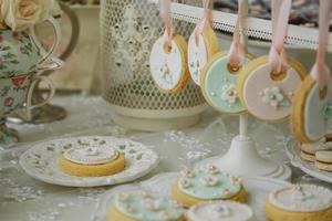 Table of sweets for wedding party photo