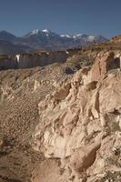 Sillar Stone Quarry and volcano Chachani in Arequipa Peru