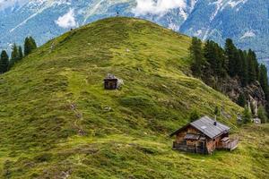 Mountain hut and clouds