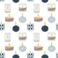 Scented burning candles seamless pattern.Design for printing, textiles, wrappers. Spa and aromatherapy Vector illustration