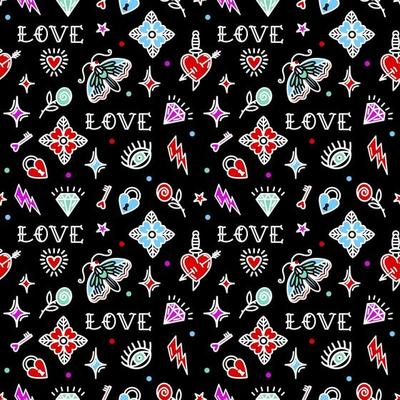 Premium Vector  Old school tattoo seamless pattern with love