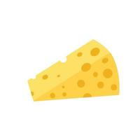 un trozo de queso sobre un fondo blanco. productos lácteos. ilustración vectorial plana