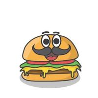 Cute burger character vector template design illustration