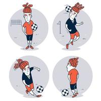 Set of hand drawn soccer player vector