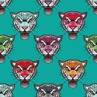 angry colorful cheetah seamless pattern illustration vector