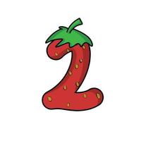 2 number strawberry character vector template design illustration