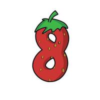 8 number strawberry character vector template design illustration