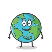 Ilustración de diseño de plantilla de vector de emoticon de dibujos animados plana lindo globo tierra personaje