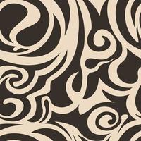 Abstract Seamless pattern of spirals and curls brown wave floral waves vector sea pattern