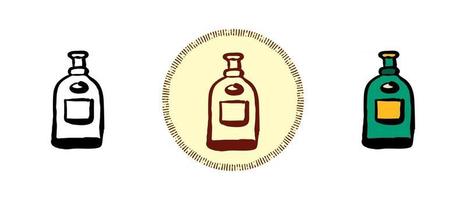 Alcohol bottle contour and color and retro symbols vector