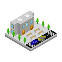 Isometric University On Background vector