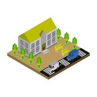 Isometric University On Background vector