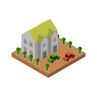 Isometric University On Background vector