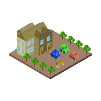 Isometric University On Background vector