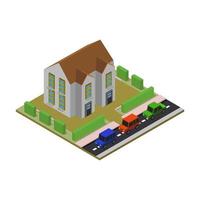 Isometric College On Background vector