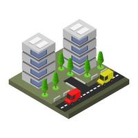 Isometric Office Building On Background vector