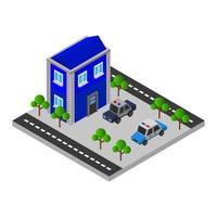 Isometric Police Station On White Background vector