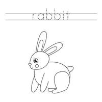 Tracing letters with cute rabbit. Writing practice for kids vector