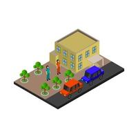 Isometric College On Background vector