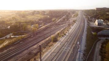 Transport concept with railways aerial view photo