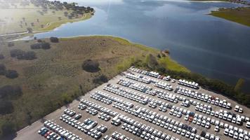 Parked cars aerial views transport concept photo