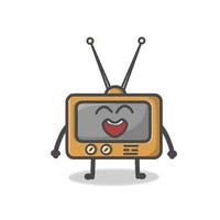 Cute TV Character Flat Cartoon Emoticon Vector Template Design Illustration