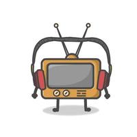 Cute TV Character Flat Cartoon Emoticon Vector Template Design Illustration