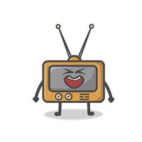 Cute TV Character Flat Cartoon Emoticon Vector Template Design Illustration