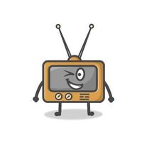 Ejemplo lindo del diseño de la plantilla del vector del emoticon de la historieta plana del personaje de tv