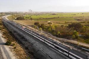 Aerial view transport concept with railways photo