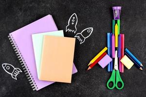Back to school background with school supplies background