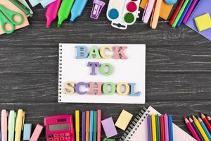 Back to school background with school supplies background photo