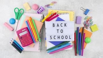 Back to school background with school supplies background photo