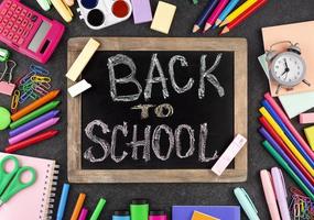 Back to school background with school supplies background photo