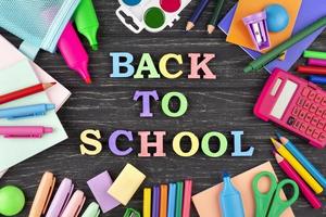 Back to school background with school supplies background photo