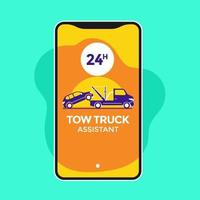 Car Towing Service Mobile Application Concept vector