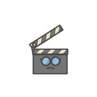 Cute Clapperboard Character Flat Cartoon Vector Template Design Illustration