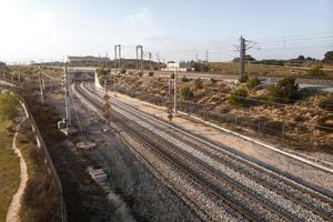 concepto de transporte con fondo de ferrocarriles foto