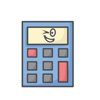 Cute Calculator  Character Flat Cartoon Vector Template Design Illustration