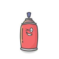Cute spray can character flat cartoon vector template design illustration